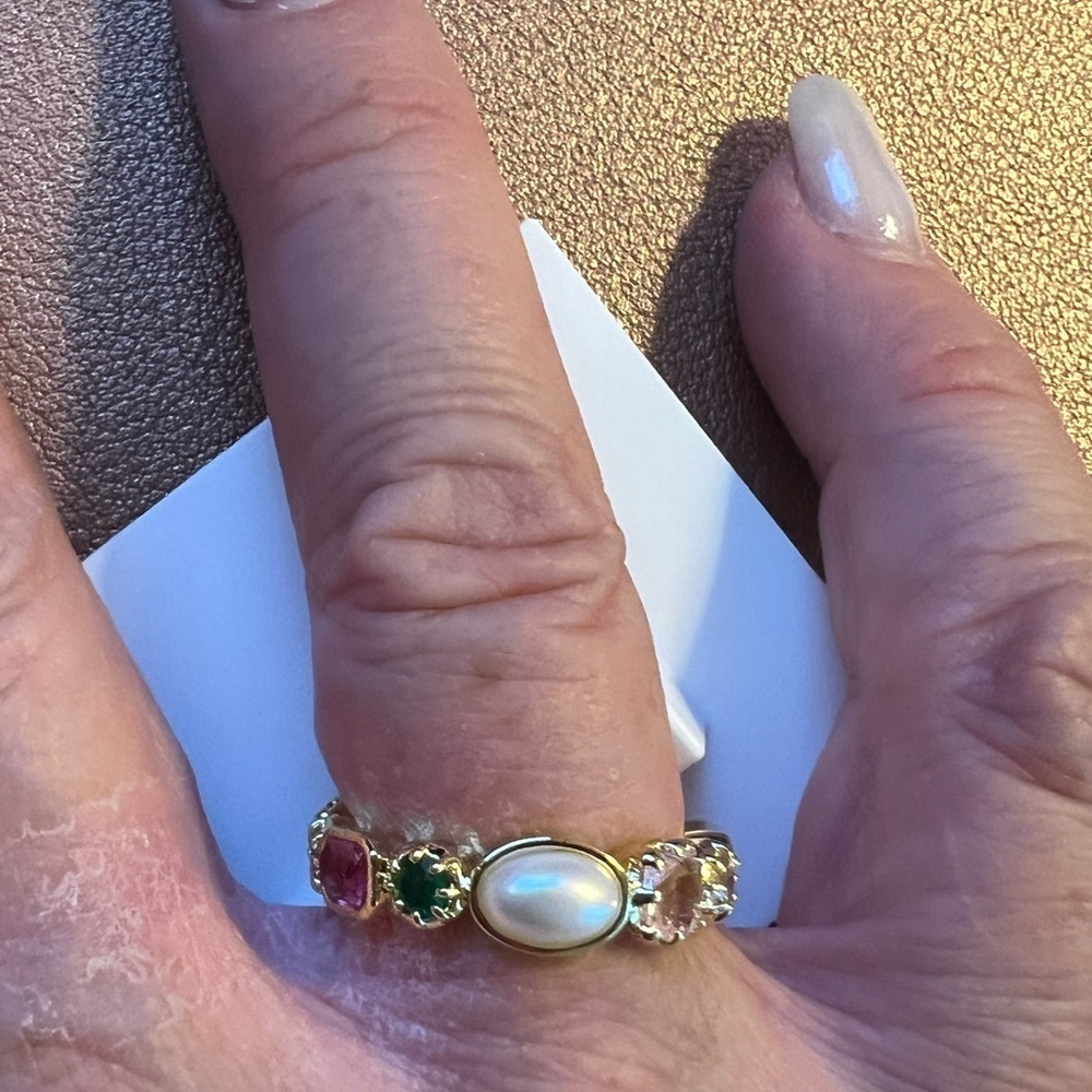 Nordstrom Covet Multishape Cubic Zirconia Faux Pearl Band Statement Ring::NWT:: - Picture 9 of 9